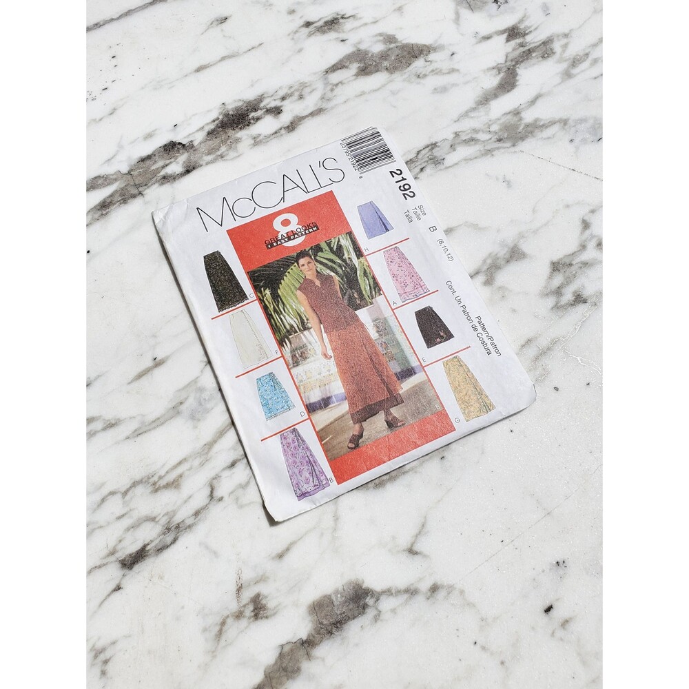 McCalls 1990s Sewing Pattern for Wrap Skirt in 2 Lengths - Size B (8, 10, 12)